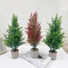 亚马逊 仿真圣诞小松柏树 摆件室内盆栽植物绿植假花小树厂家直销