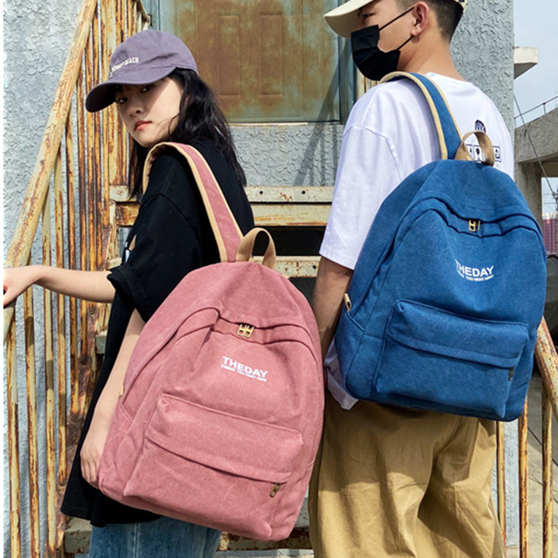 2023 New Backpack Large Capacity Casual Korean Style Canvas College Student High School Bag Female Fashion Trendy Backpack