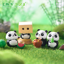 新款小熊猫系列微景观园艺DIY造景配件 调皮可爱吃竹子熊猫小摆件