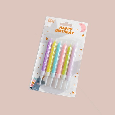 Macaron Color Printing Pattern Birthday Candle Creative Printing Letter Candle with Base