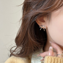 日韩版森系蝴蝶结耳钉女小众设计轻奢养耳洞耳环送女友高级感耳饰