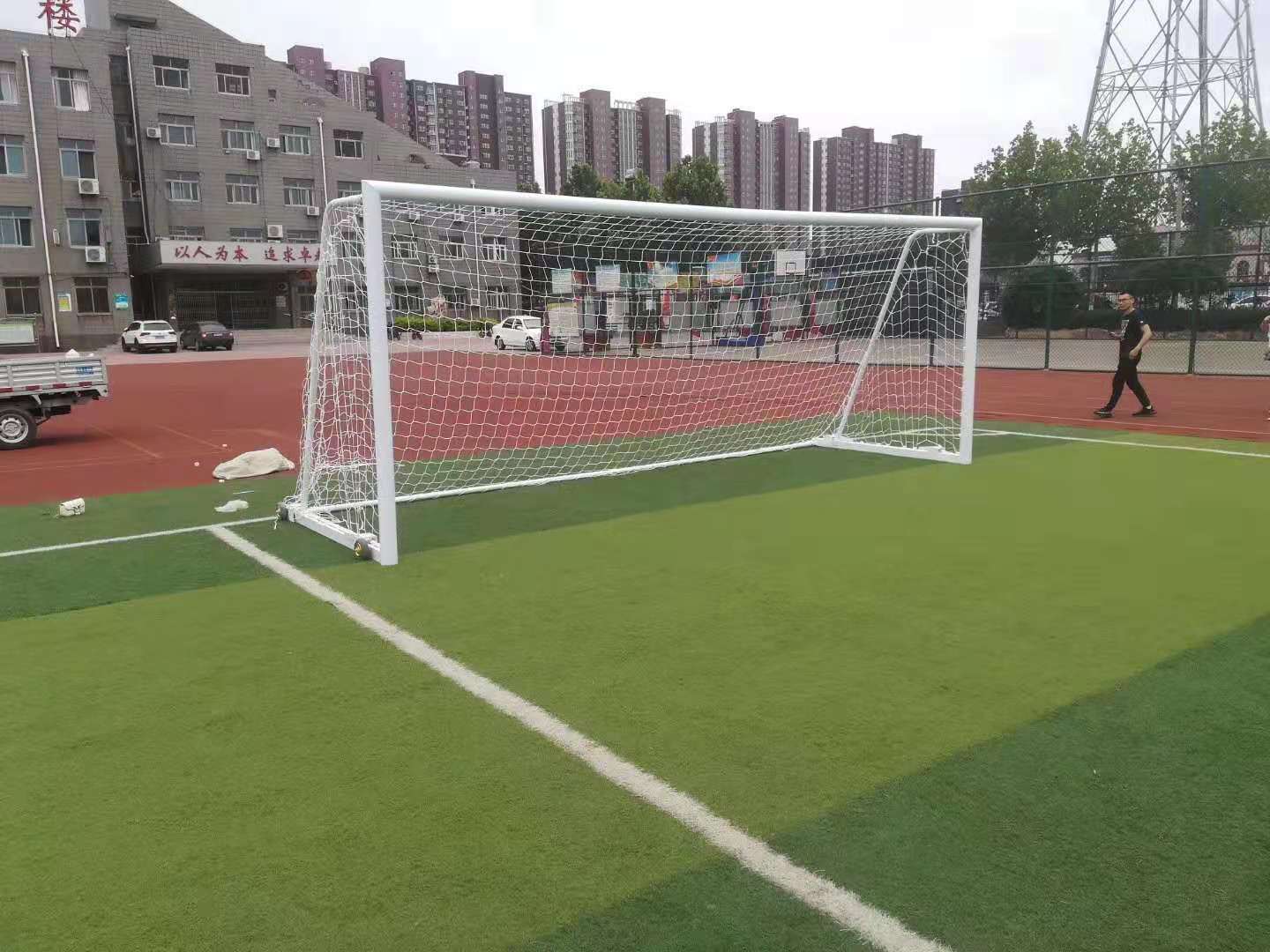 户外体育足球场移动带轮足球门5人7人11人铝合金足球框标准球网
