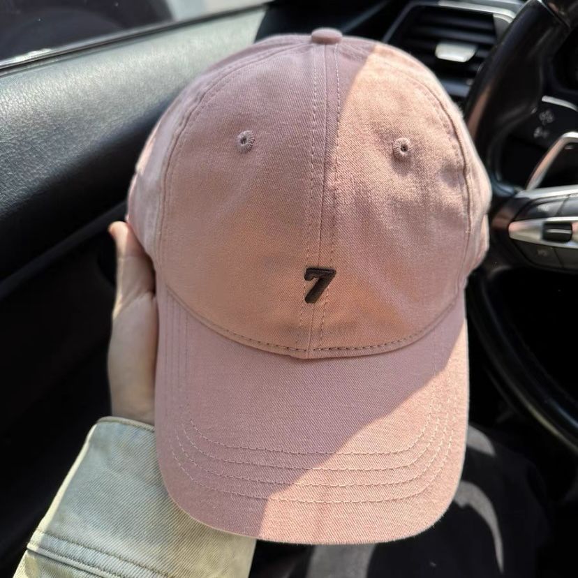 trendy digital 7 embroidered baseball cap women‘s summer korean style new cotton all-match street face-looking small peaked cap