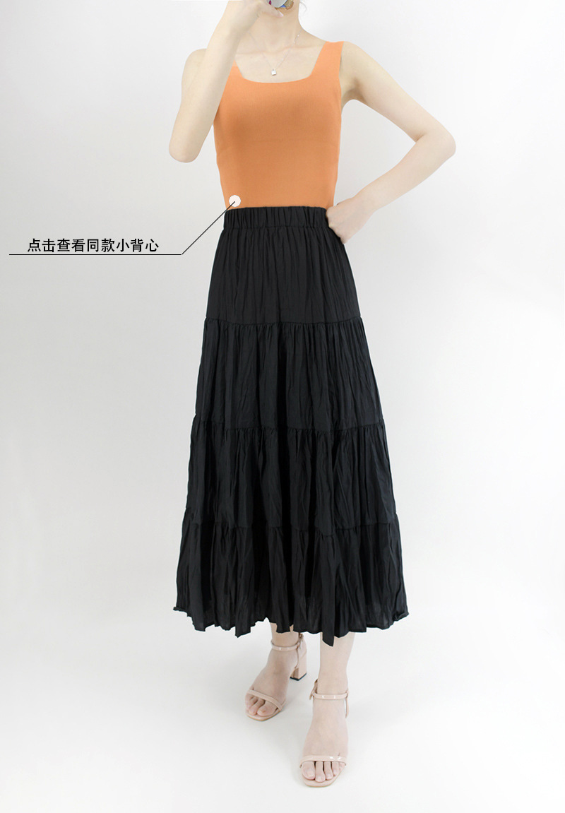 天丝棉半身裙2021夏季清新蛋糕裙长裙 高腰百搭a字大摆裙休闲裙子