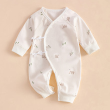 新生儿衣服春秋纯棉蝴蝶衣 0-3月宝宝和尚服婴儿连体哈衣睡衣