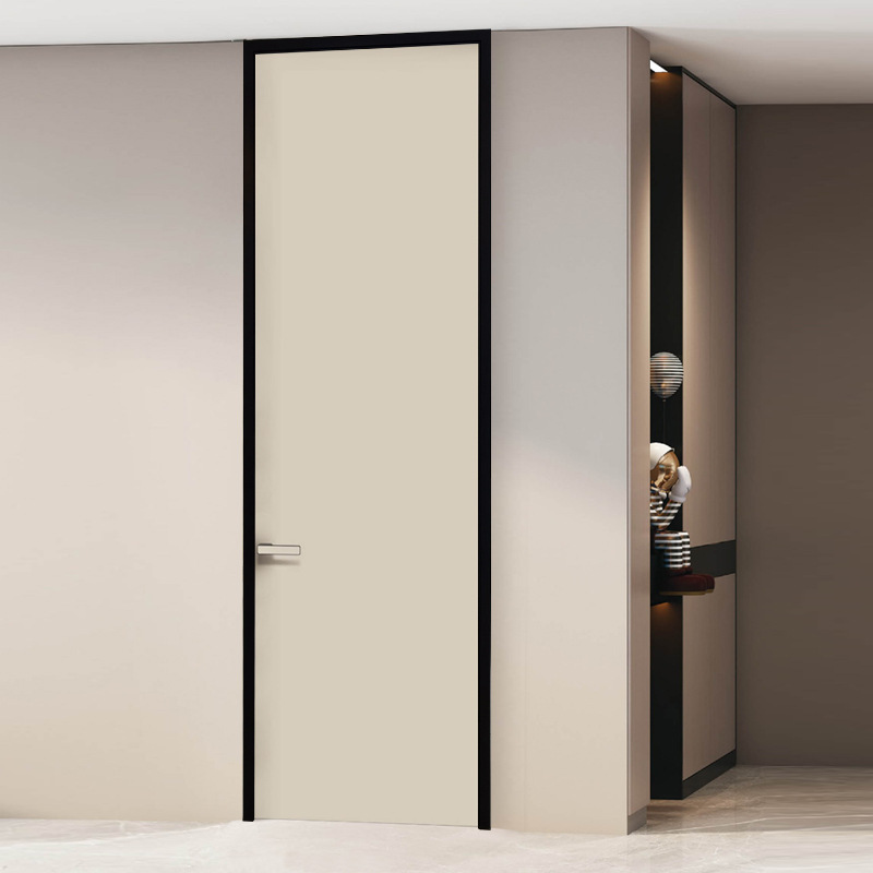 现代简约轻奢外平内开极简铝木门窄边静音免漆pet肤感家用室内