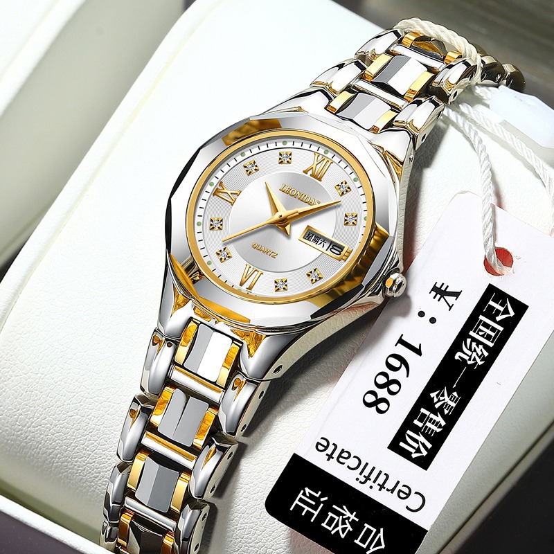 列奥尼达leonidas钨钢手表女士防水石英表女表跨境爆款一件代发