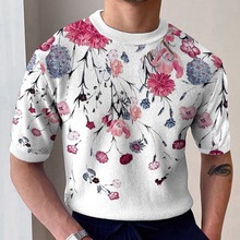 亚马逊外贸新款男装 夏季圆领短袖针织衫 男士数码印花T恤SR0116