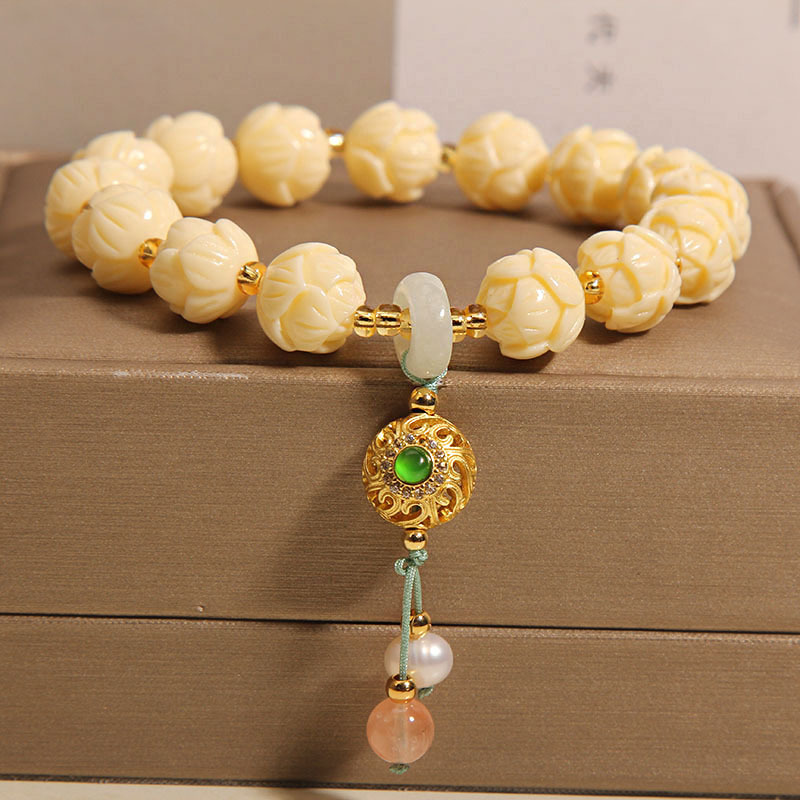 小叶黄杨莲花手链女款新中式轻奢小众手持念珠跑环手串送闺蜜礼物