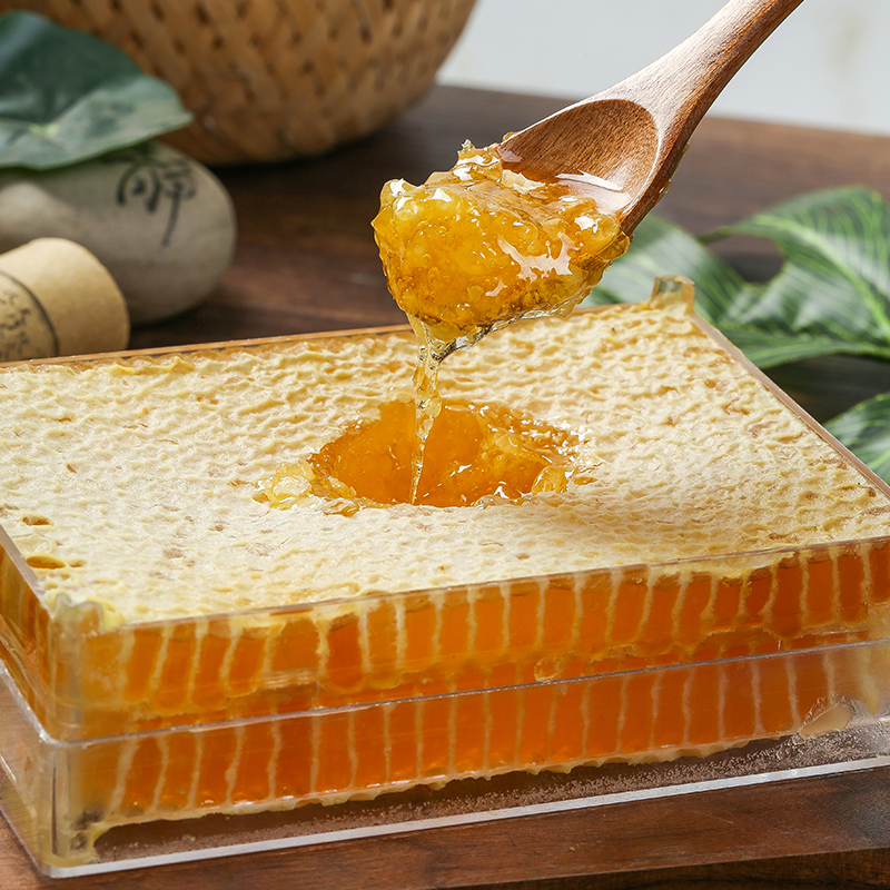 蜂巢蜜嚼着吃土蜂蜜天然野生农家自产盒装蜜糖块纯巢云南贵州