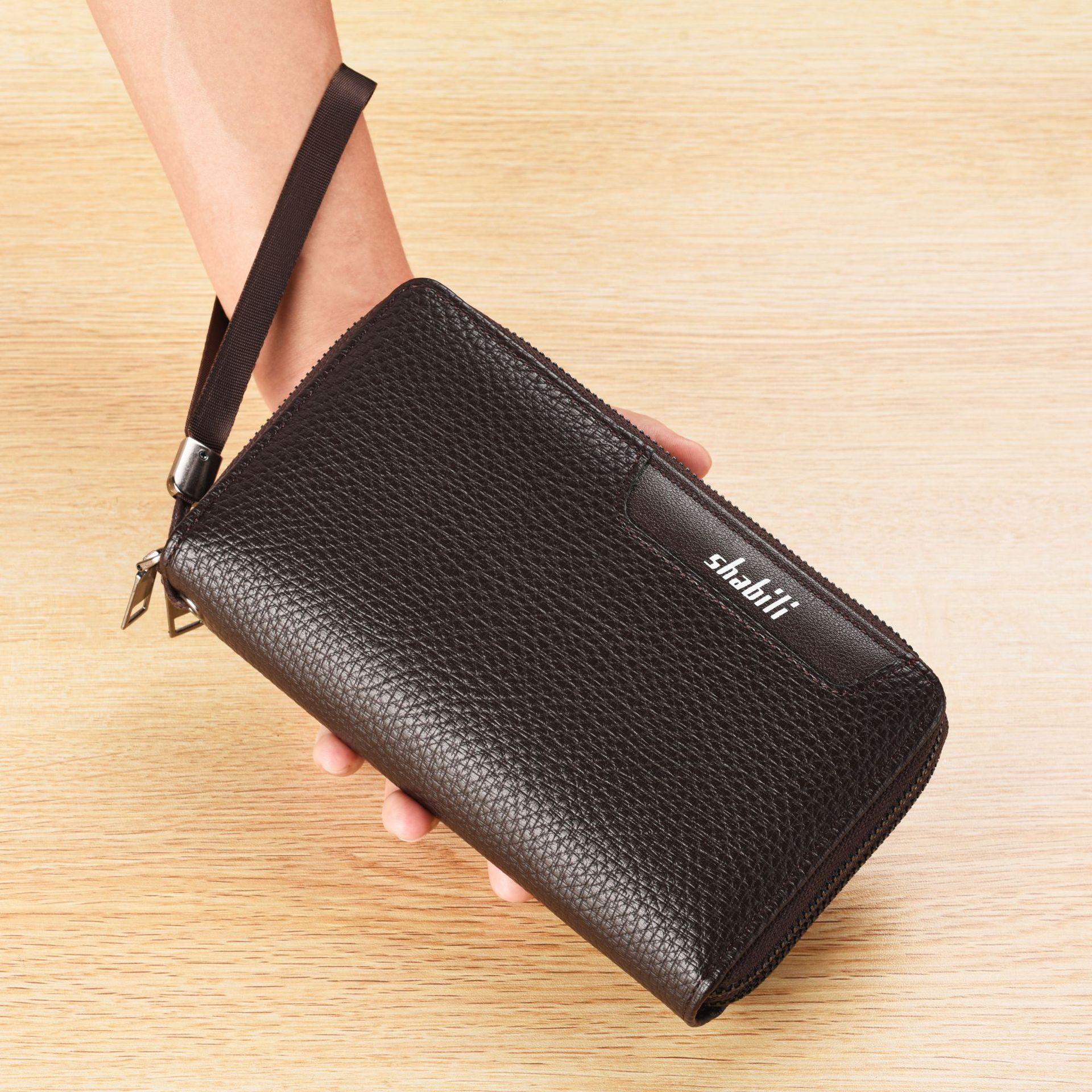 2023新款男士钱包双拉链商务wallet手包男款手拿包大容量厂家批发