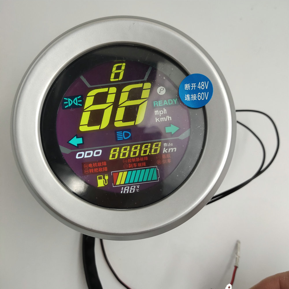 电动摩托车仪表板滑板车显示器48v60v彩屏圆仪表带支架-阿里巴巴