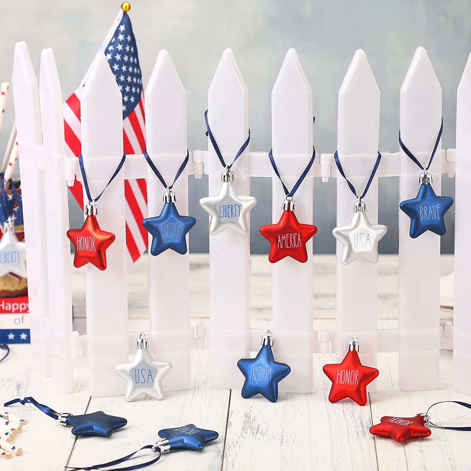 American Independence Day 5cm Patriotic Five-Star Christmas Five-Pointed Star Labor Day Party Christmas Tree Decorative Small Pendant