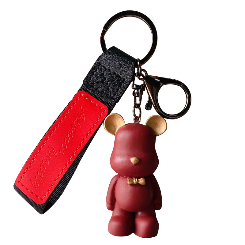 Creative Nordic Bow Bear Keychain Cute Girl Bear Backpack Pendant Female Couple Car Key Chain Ornaments