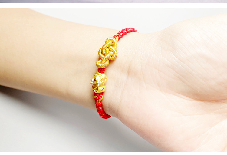 创意编绳手链半成品可穿珠平安扣硬金编织如意结手绳文创饰品手饰