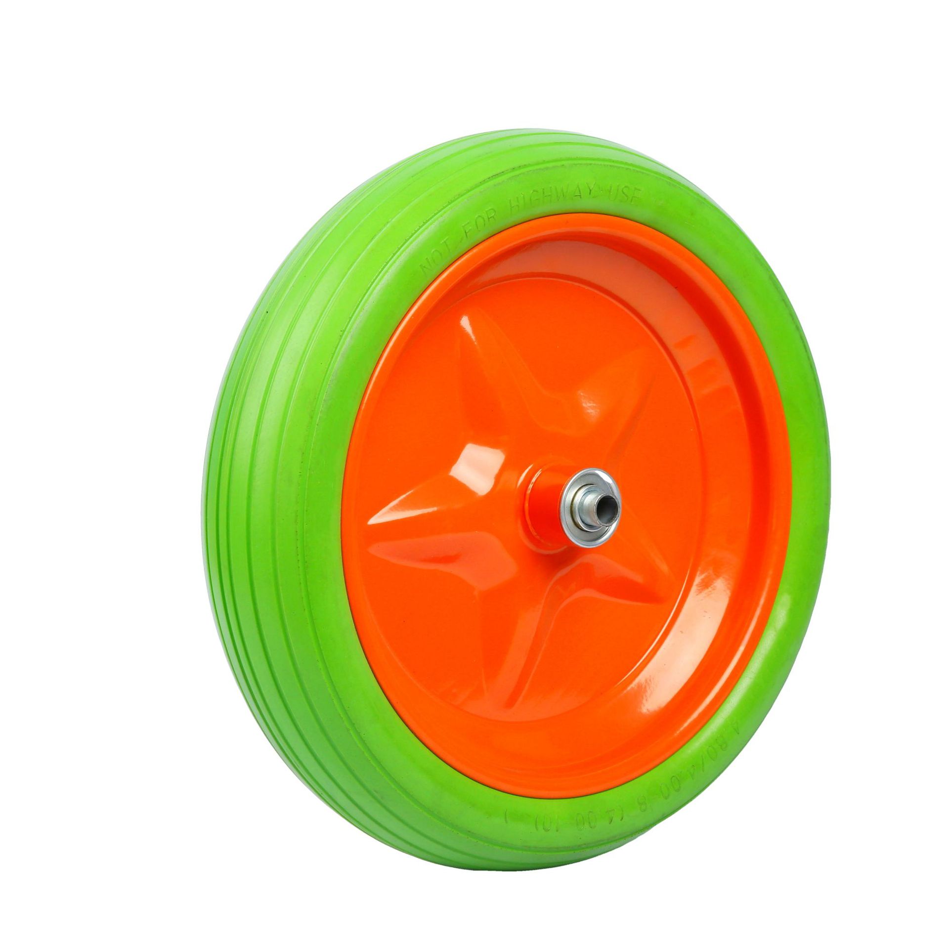 厂家供应 实心聚氨酯pvc手推车用4.00-10pu发泡轮 pu foam wheel