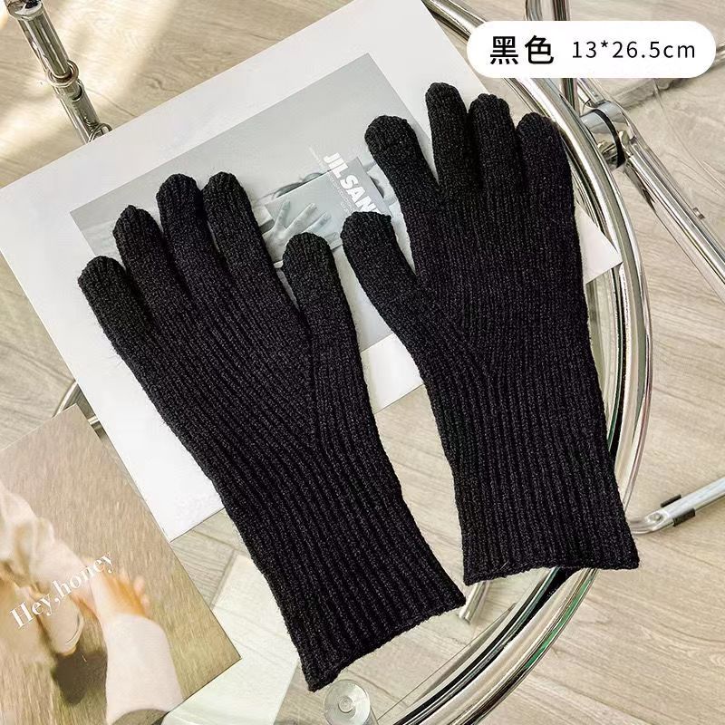 Autumn and Winter Women's Knitted Gloves Fashion Solid Color Finger Exposed Touch Screen Gloves Winter Warm Gloves