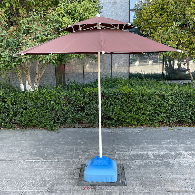 Double Layer Patio Umbrella Outdoor Sun Umbrella Sunshade Big Umbrella Advertising 2.4M UV Protection Beach Umbrella Coffee Shop Outdoor