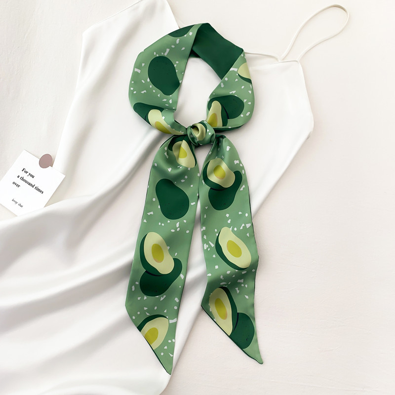 新款网红丝巾飘带发带 ins丝巾水果甜美小方巾印花轻柔装饰丝巾女