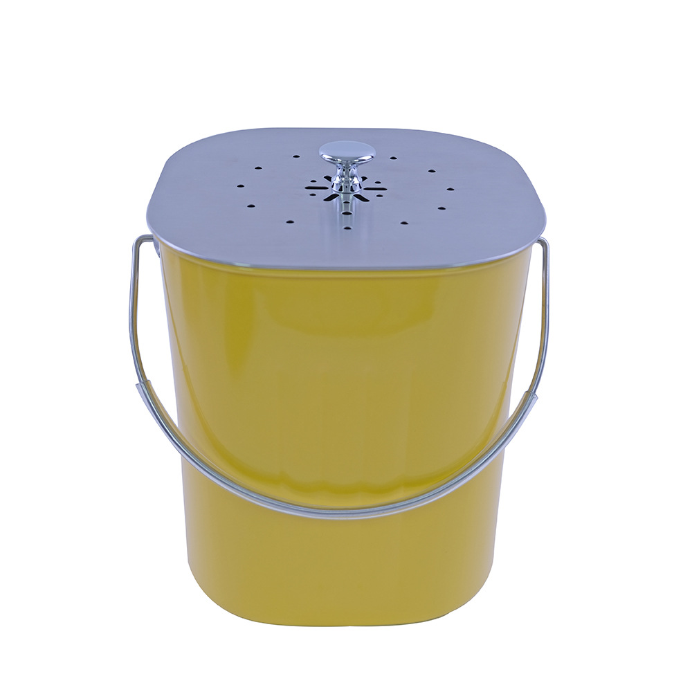 不锈钢方形堆肥桶箱食物回收桶带防臭层厨余桶防潮潲水桶家用