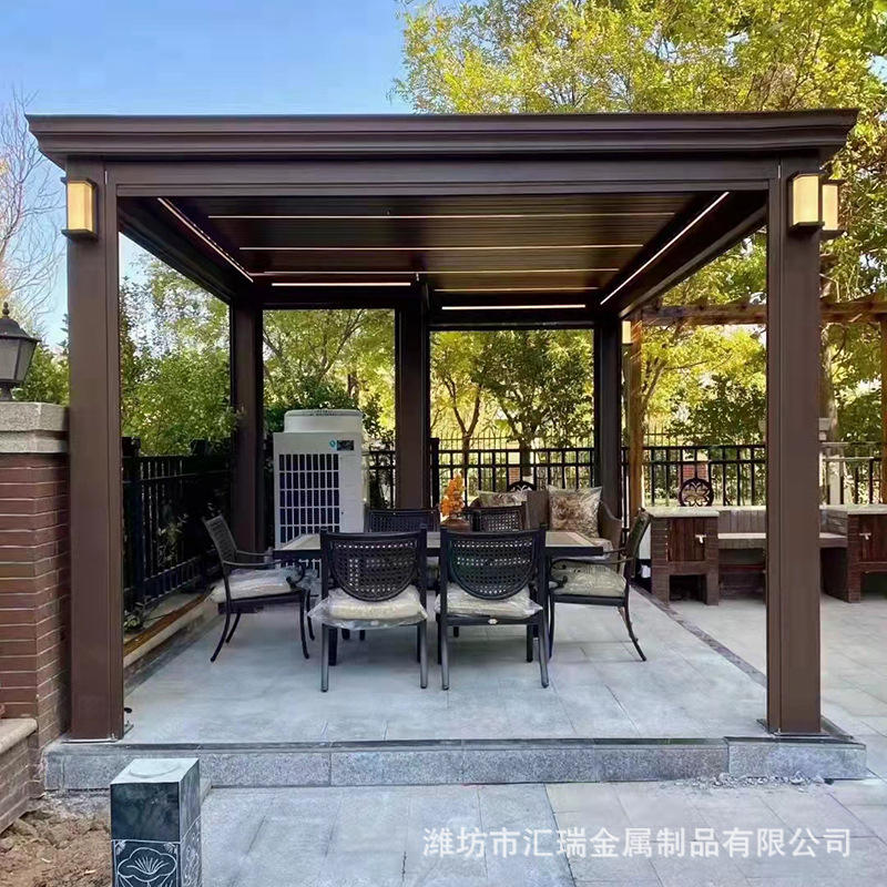 新中式凉亭别墅现代花园仿复古四角亭子 户外庭院景观铝艺凉亭