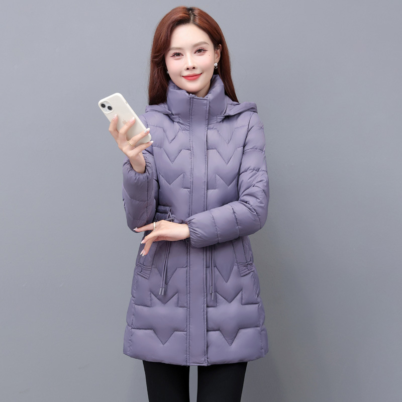 Parqian 2023 Autumn and Winter New Slim Fit Slimming and Fashionable Women's Warm Clothing Ladies Mid-Length Cotton Clothing