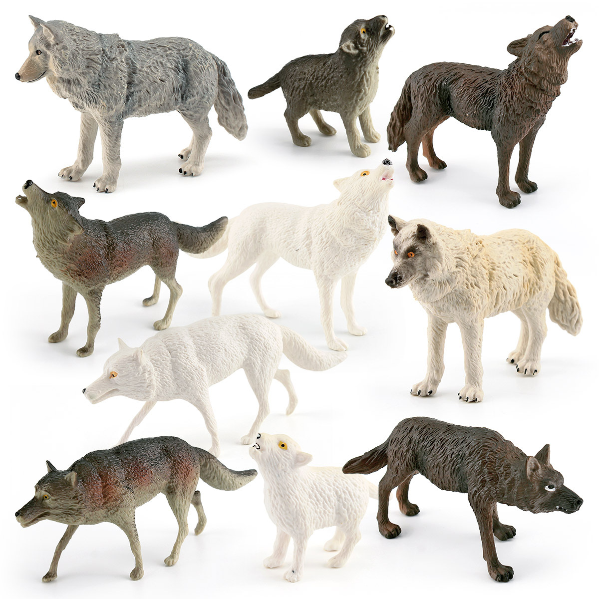 跨境仿真野生动物狼模型西伯利亚狼白狼青狼北极狼微景观装饰摆件