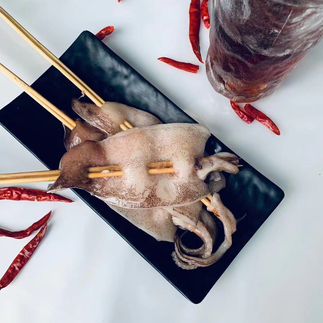 铁板鱿鱼板串半支串商用半成品烧烤油炸新鲜冷冻水产 可按需定制