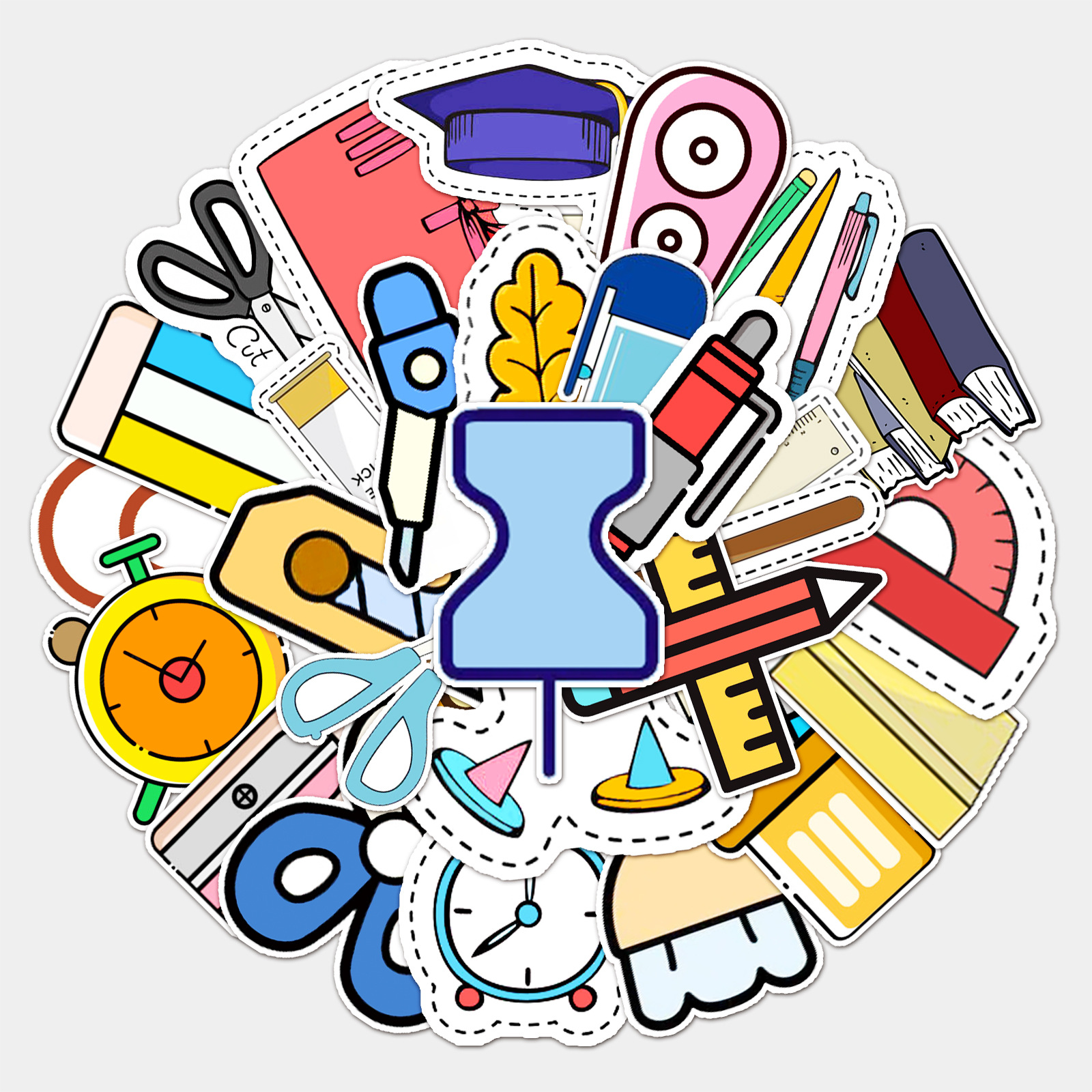 50张ins风卡通文具个性diy创意贴纸行李箱冰箱吉他手机装饰贴纸