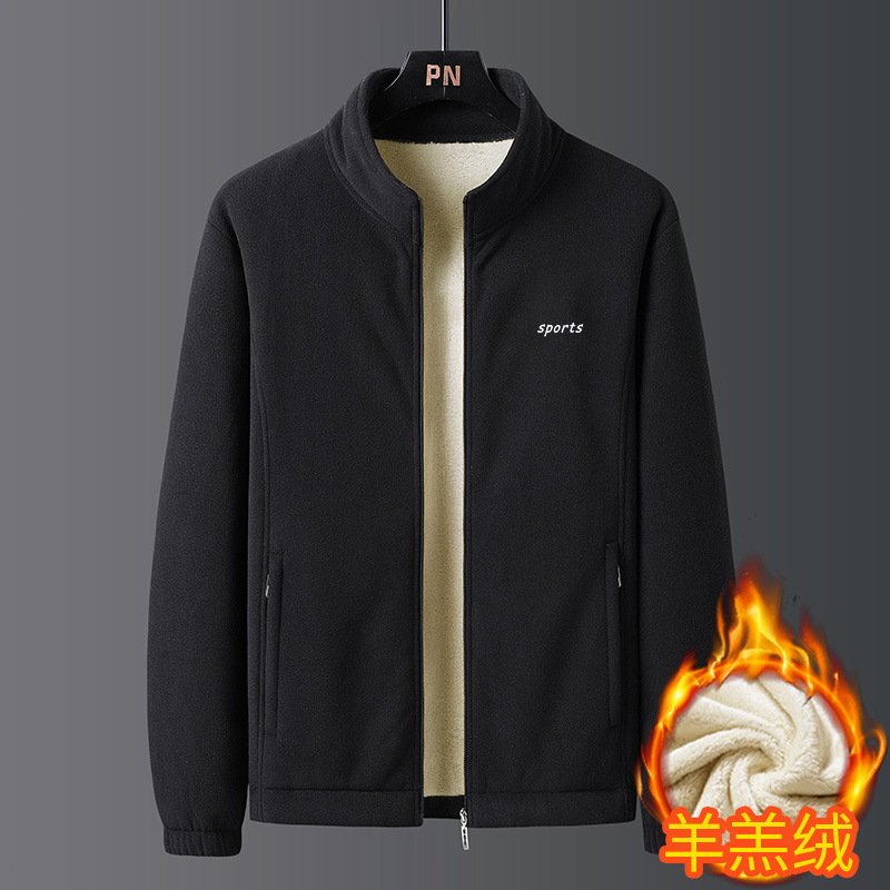 Polar Fleece Fleece-Lined Thickened Men's Jacket Factory Direct Supply Autumn and Winter New Cross-Border Large Size Sweater