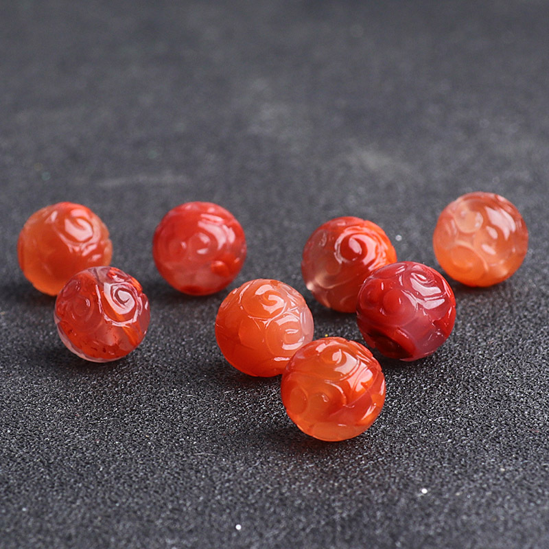 南红回纹珠凉山川料隔珠圆珠散珠回纹珠佛珠配饰手串配饰diy厂家