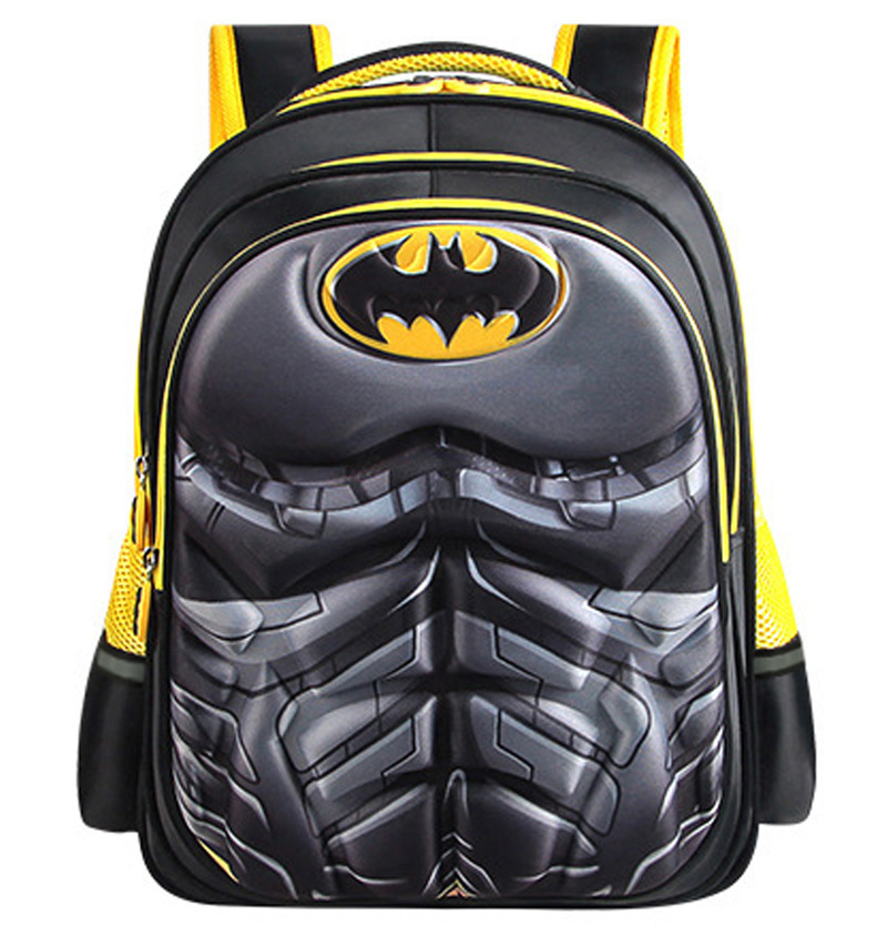 Elementary School Student Cartoon Schoolbag Boy Double Shoulders Backpack Baby Bag Superman 3D Hard Shell Spider-Man Batman