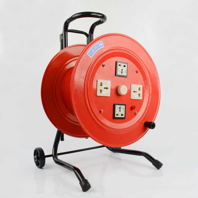 移动电缆卷线空盘手提扶手卷线盘380v空盘线轴器50米轮滑电缆空盘