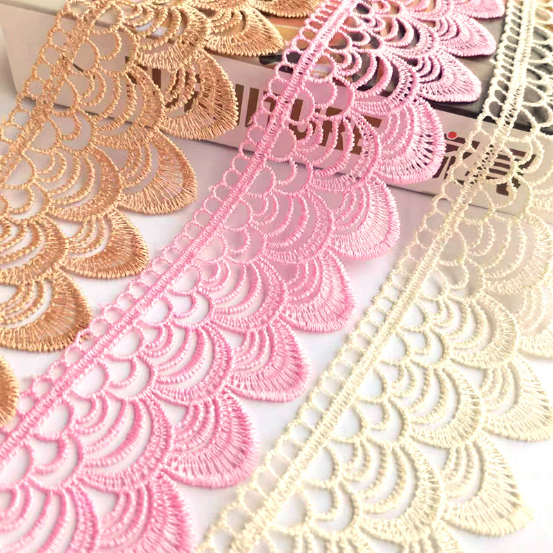 factory direct sales water-soluble embroidery lace diy decorative lace in stock 6cm multicolor home textile fabric lace