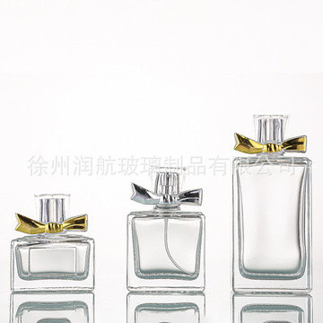 新款蝴蝶结卡口香水瓶 方形香水分装瓶 透明玻璃喷雾空瓶便携高端