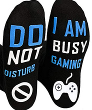 双色点胶袜子游戏机长筒袜子DO NOT DISTURB I AM BUSY GAMING