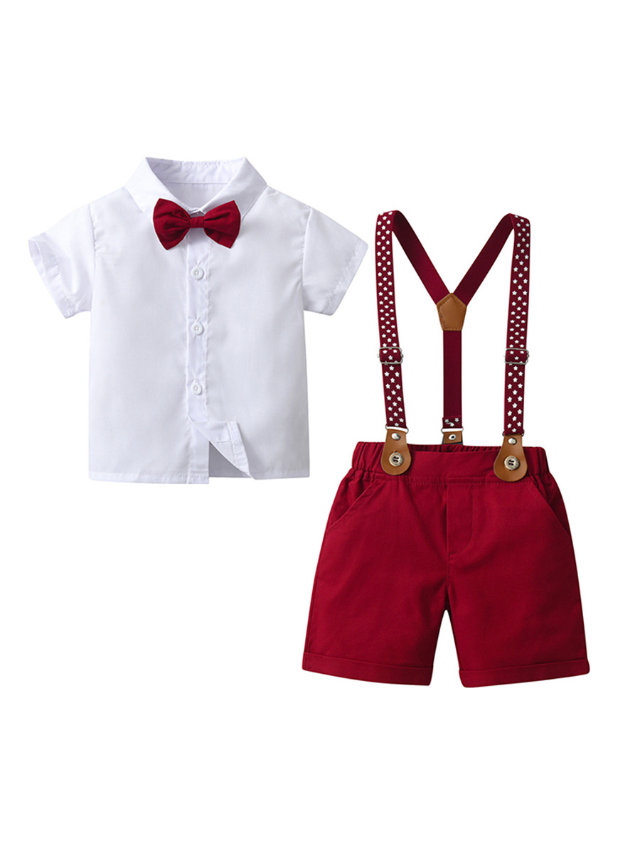 Cross-Border Children's Clothing First-Hand Supply Summer Short-Sleeved Children's Suit Baby Clothes British Gentleman Dress Boys' Summer Clothes