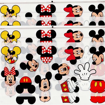 跨境米奇米妮感谢 老鼠头 儿童生日派对装饰主题不干胶化工贴