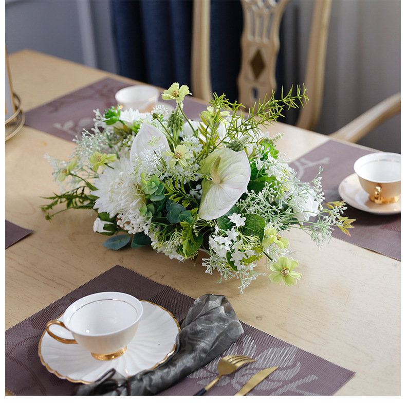 餐桌花桌面中西式餐厅长桌仿真花假花酒店会议室样板房间摆件