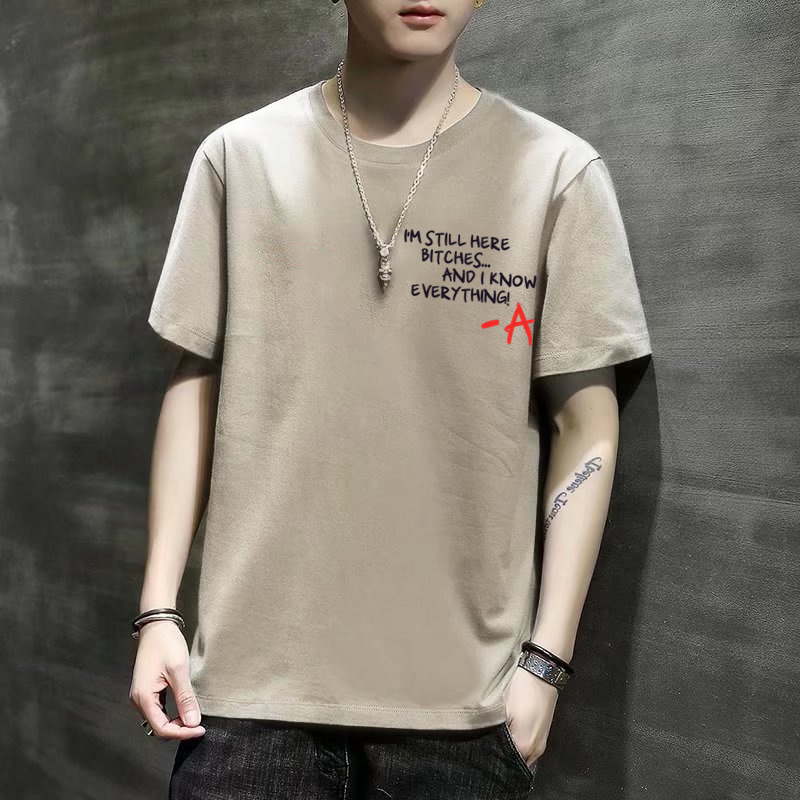 Short-Sleeved Men's T-shirt Summer Half Sleeve Menswear T-shirt Clothes Fashion Brand Korean Style Trendy Student Undershirt Trendy T-shirt