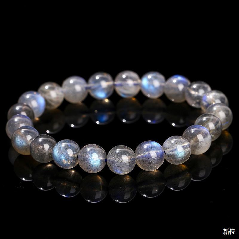 珠宝5a天然蓝光灰月光石手串 简约男女款拉长石手链现货批发-阿里巴巴