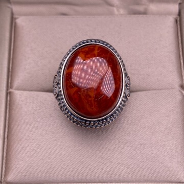 南红戒指s925银镶嵌复古大气川料南红手饰品无杂裂中性款霸气指环