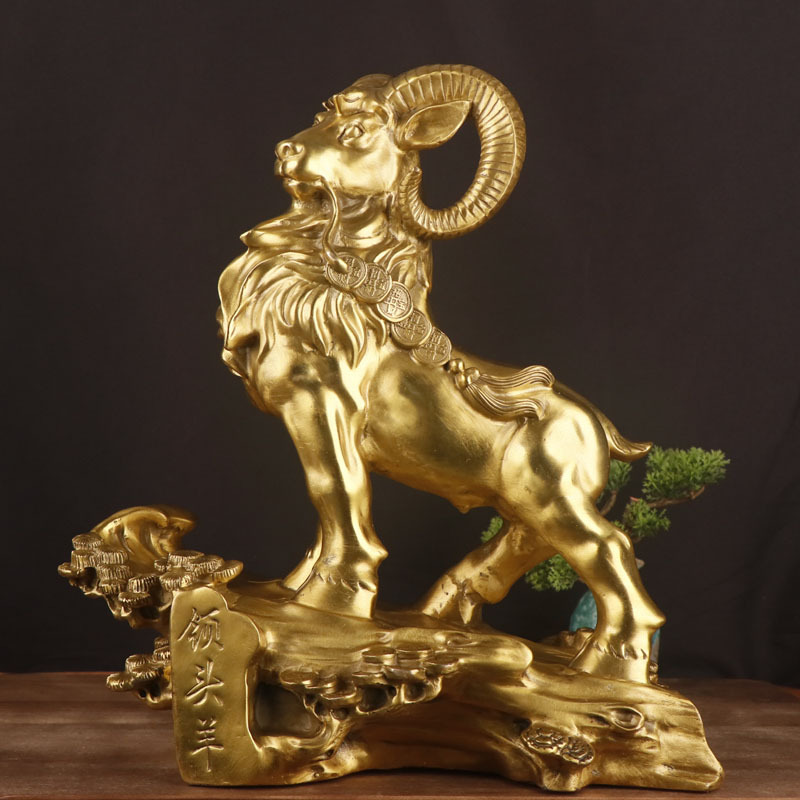 杨铜记 纯铜羊 领头羊摆件 铜羊生肖工艺品摆件店铺装饰厂家批发