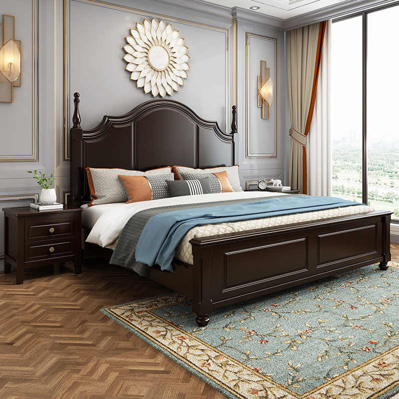 美式轻奢实木床1.8米大床主卧1.5双人床现代简约储物床婚床美式床