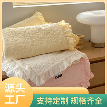 QG4D山茶花水洗棉全棉床盖三件套夏被空调被套件纯棉盖毯子加厚床