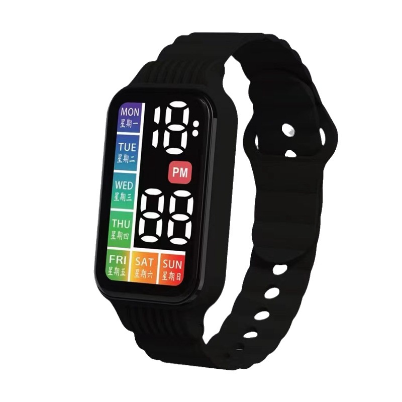 Products in Stock New LED Electronic Watch H1 Sino-British Week Internet Celebrity Long Block Digital Touch Student Children's Bracelet