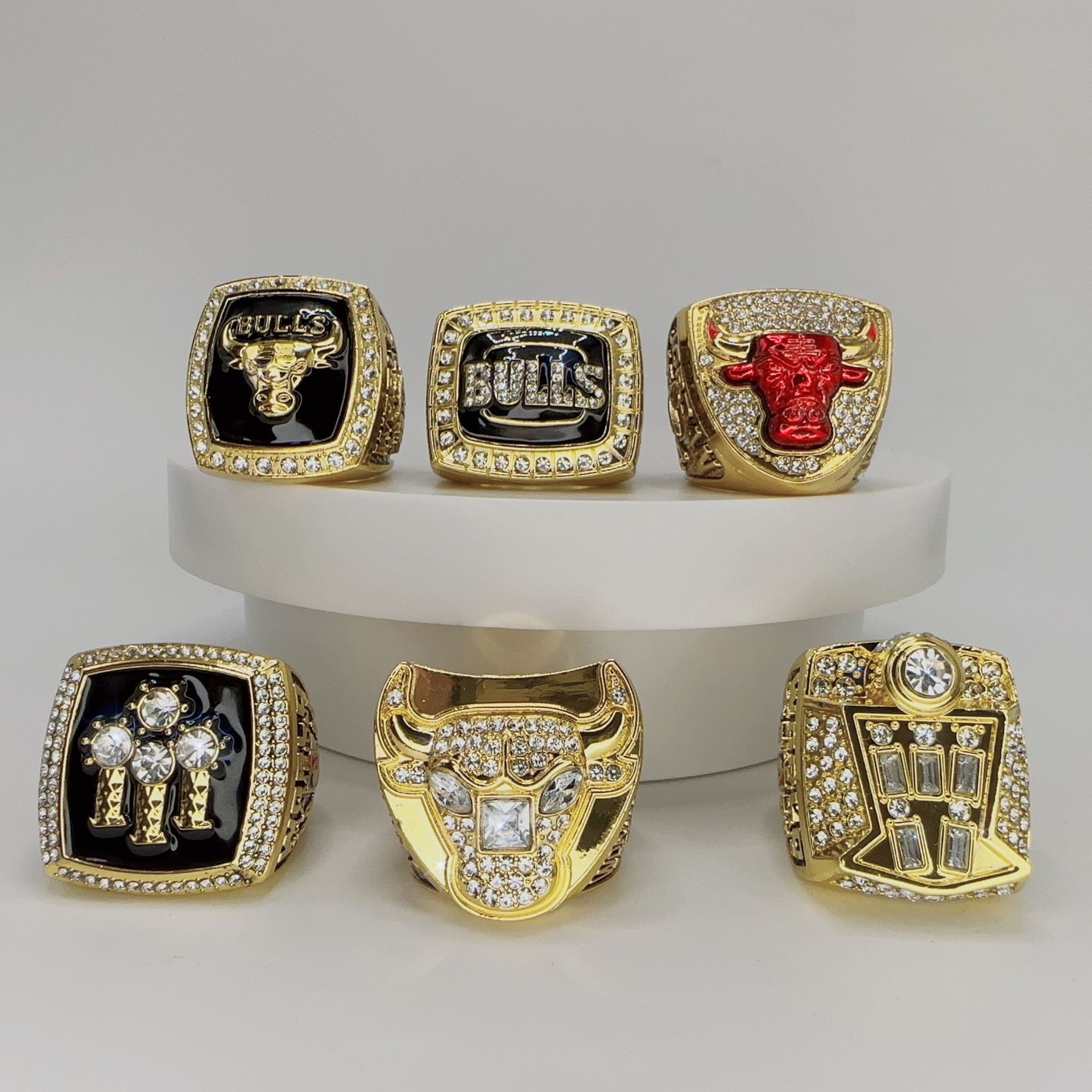 nba芝加哥公牛乔丹6枚总冠军戒指套装精品钢模球迷收藏版厂家批发
