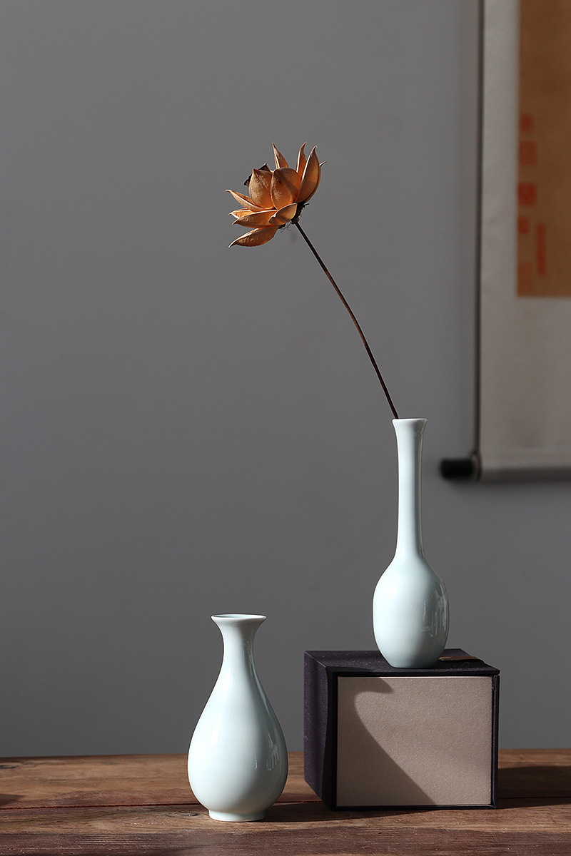 景德镇陶瓷花瓶摆件复古新中式禅意花器简约家居样板间装饰工艺品