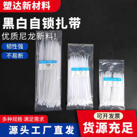 厂家直销尼龙扎带自锁式塑料束线带黑色白色跨境现货加厚固定绑带