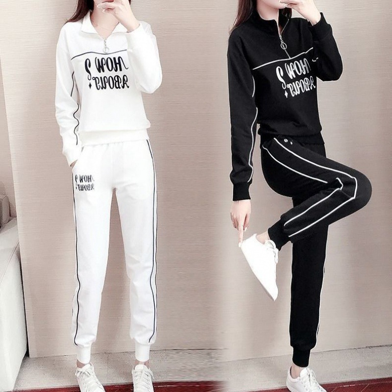 洋气运动休闲套装女秋季新款时尚大码女装宽松运动服胖mm两件套潮